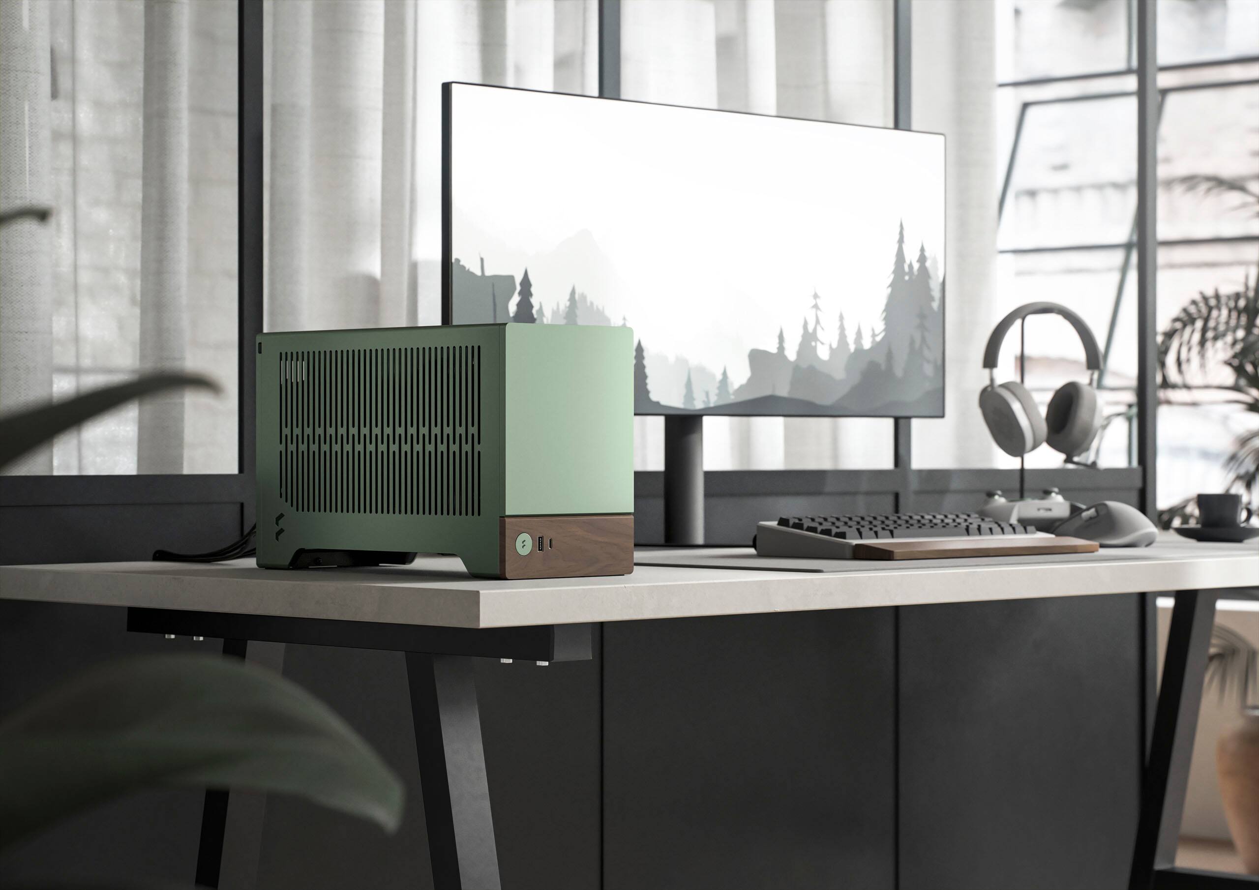 Alt View 23. Fractal Design - Terra Jade Mini-ITX Small Form Factor PC Case with PCIe 4.0 Riser - Jade.