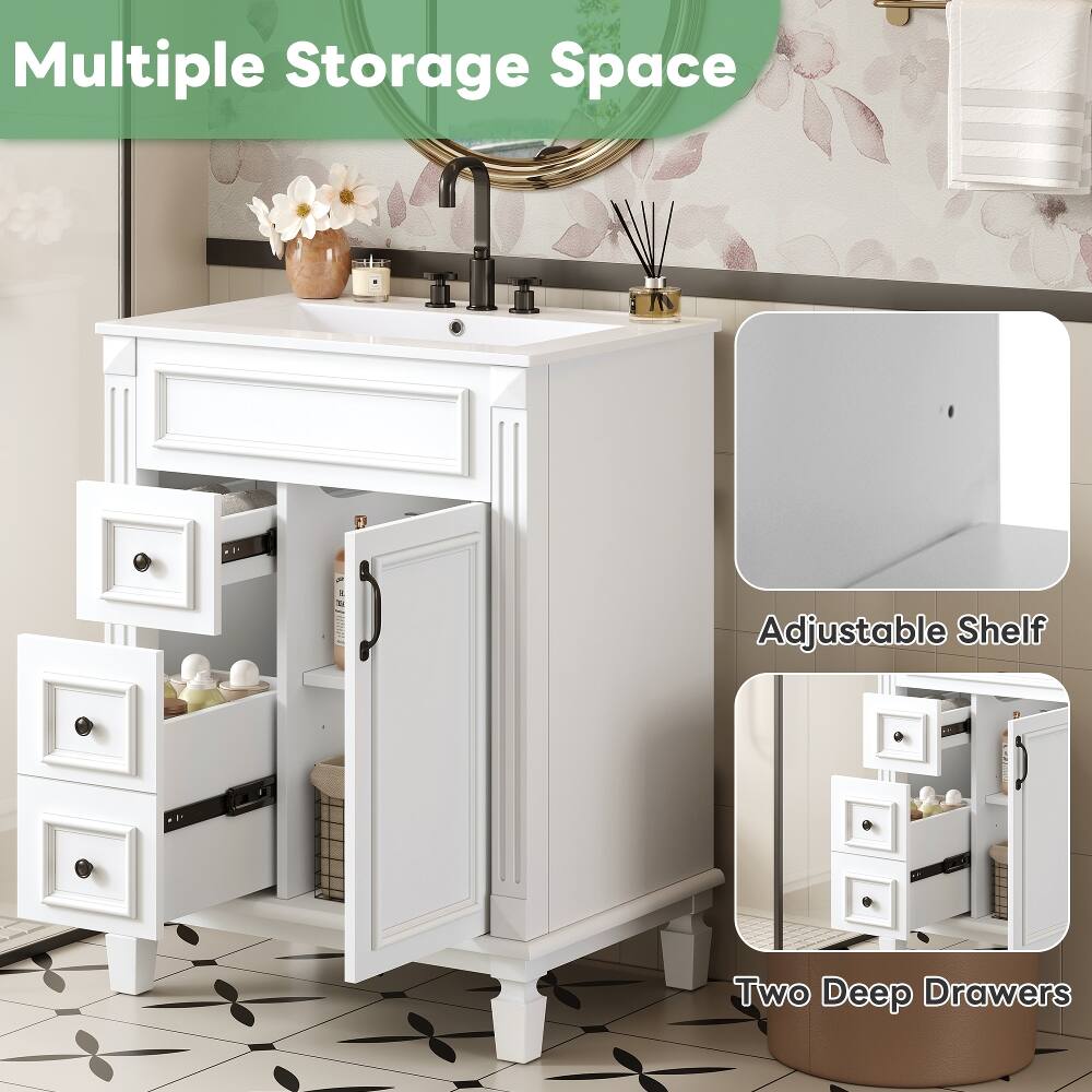 Multiple Storage Space  
Adjustable Shelf  
Two Deep Drawers
