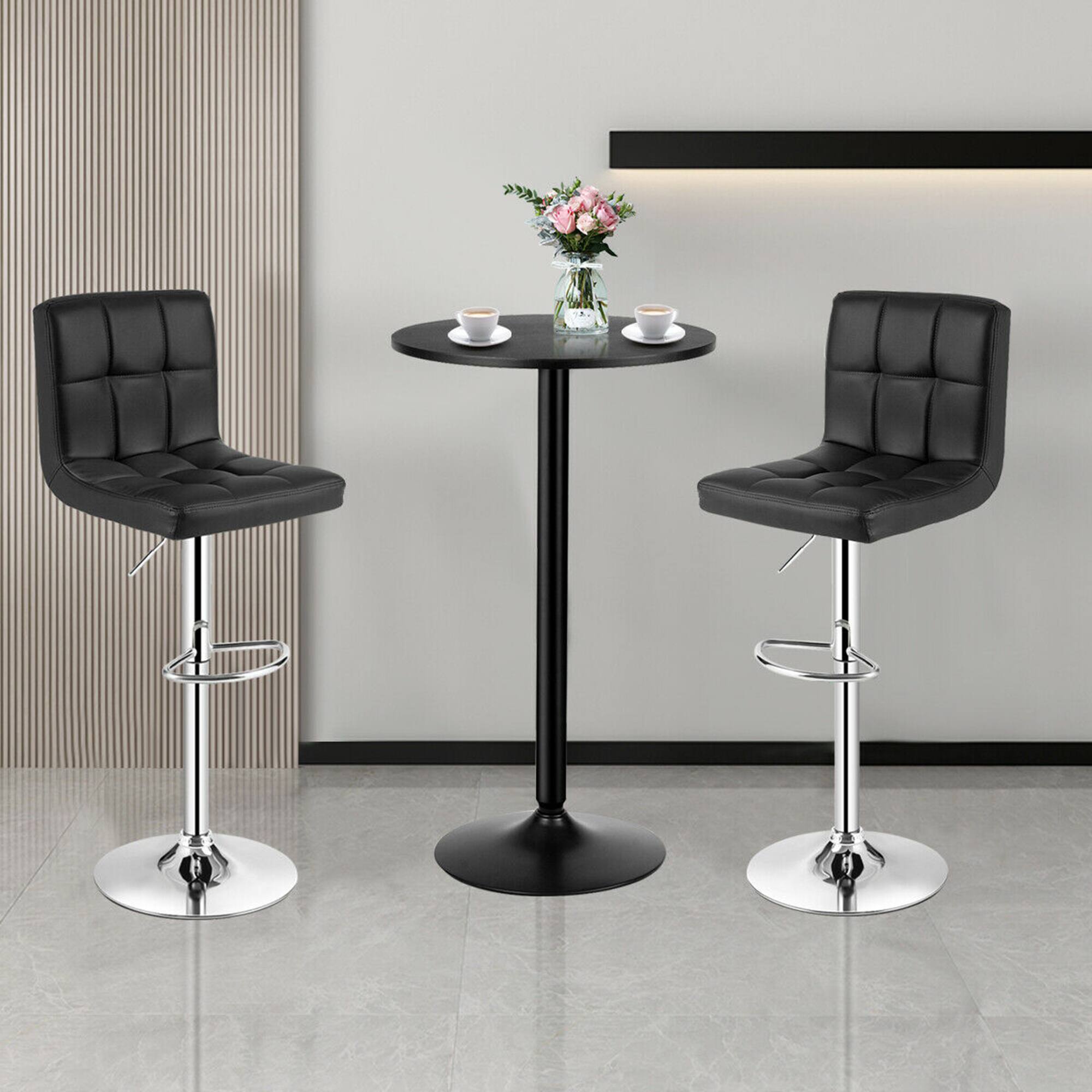 Alt View 2. Gymax - Gymax 3PCS Pub Table Set 24'' Round Bar Table & 2 Adjustable Bar Stools Black - Black.