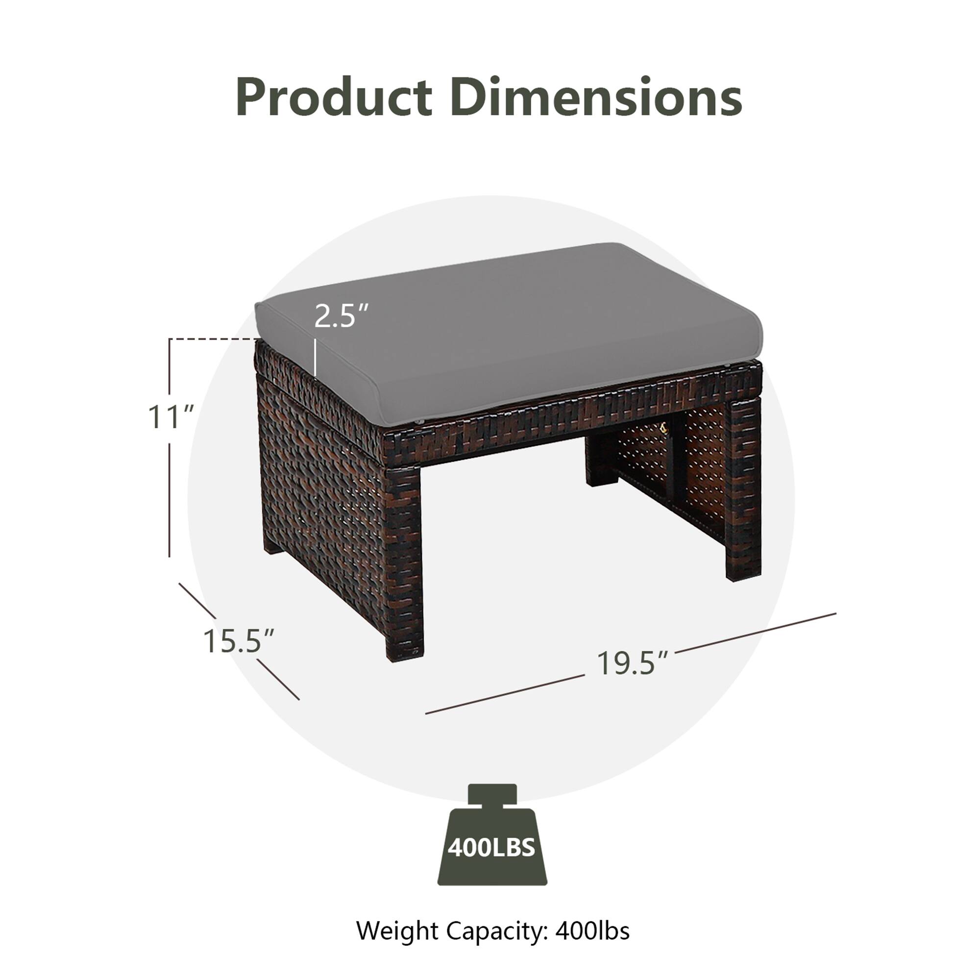 Product Dimensions

- Height: 2.5"
- Width: 11"
- Depth: 15.5"
- Length: 19.5"

Weight Capacity: 400lbs