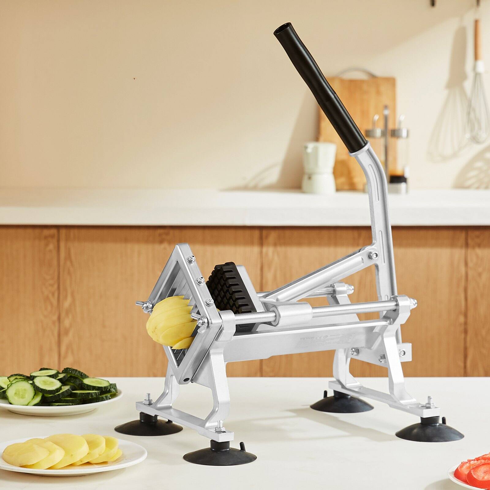 Alt View 1. Glintex - Commercial Vegetable Slicer 3/8 Inch Stainless Manual Cutter Non-slip Feet Fruit Vegetable Cutters & Slicers.