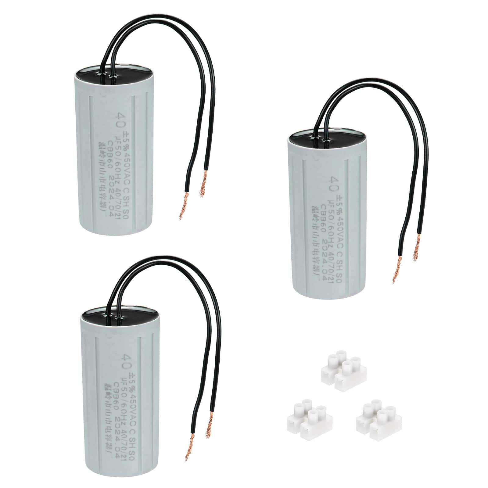 Unique Bargains - 3pcs 40uF CBB60 Running Capacitor, AC 450V 2 Wires 50/60Hz Cylinder 93x45mm for Water Pumps, Washing Machines - Gray price history on PriceWatchPro