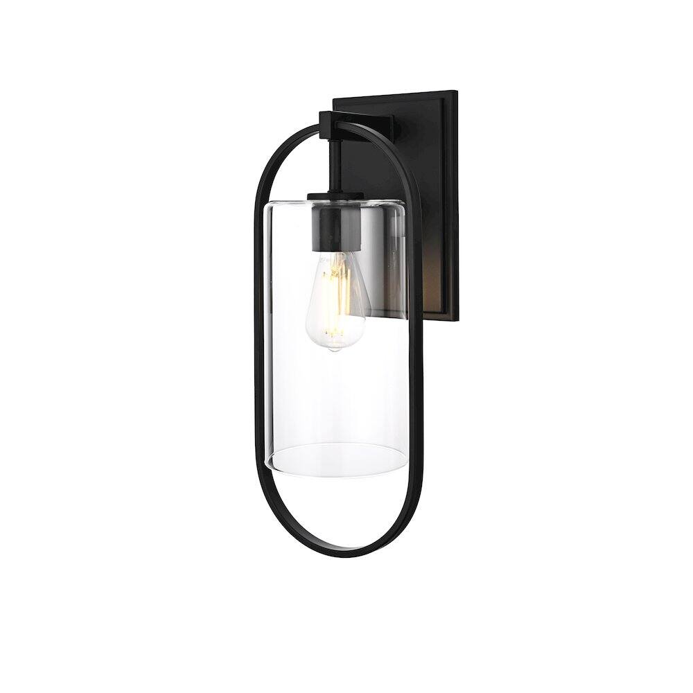 Angle. Elegant Lighting - Jaxson 8 Inch Outdoor Wall Sconce In Black - Black.