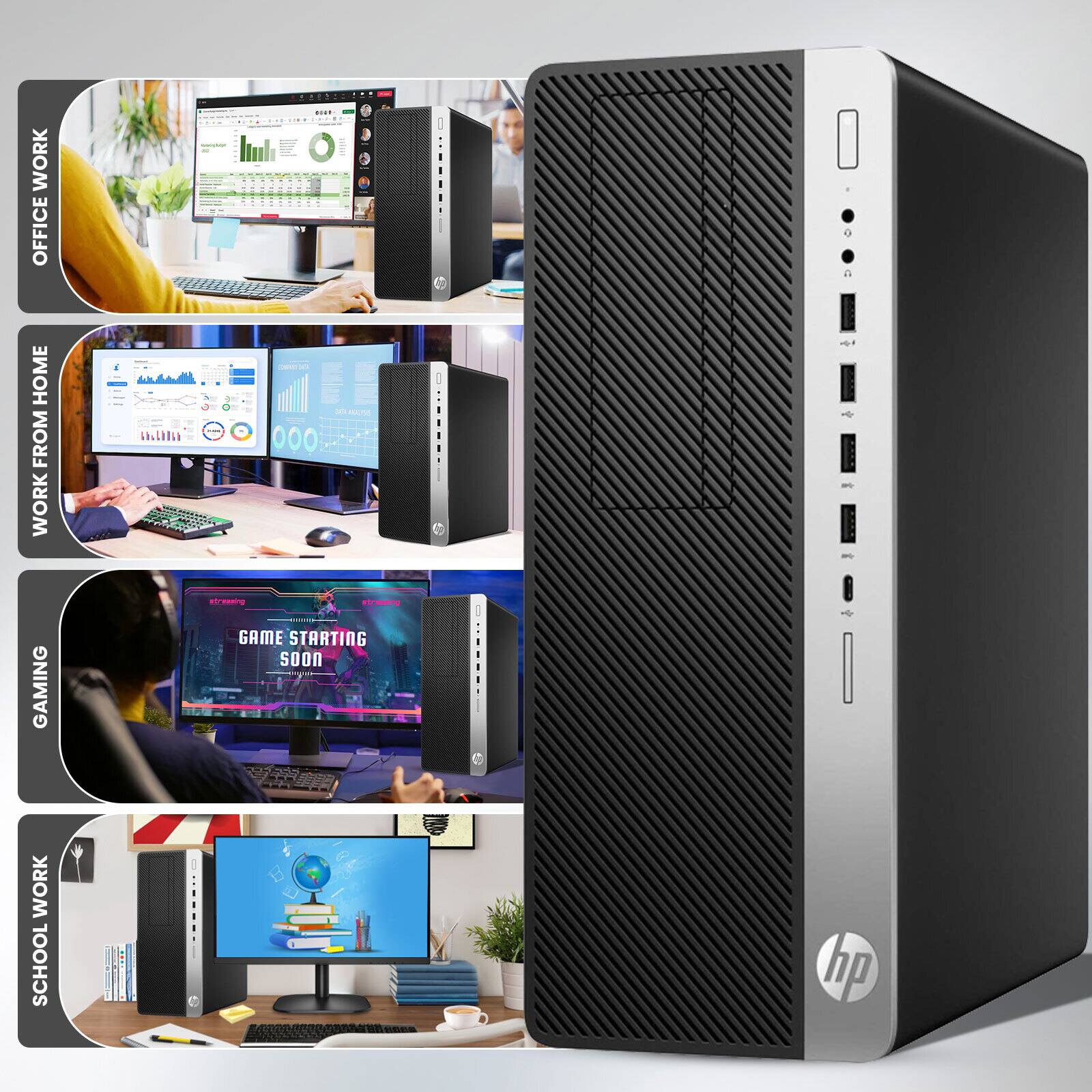 HP Refurbished Excellent G4 Tower Gaming Desktop PC | Intel i5 8th