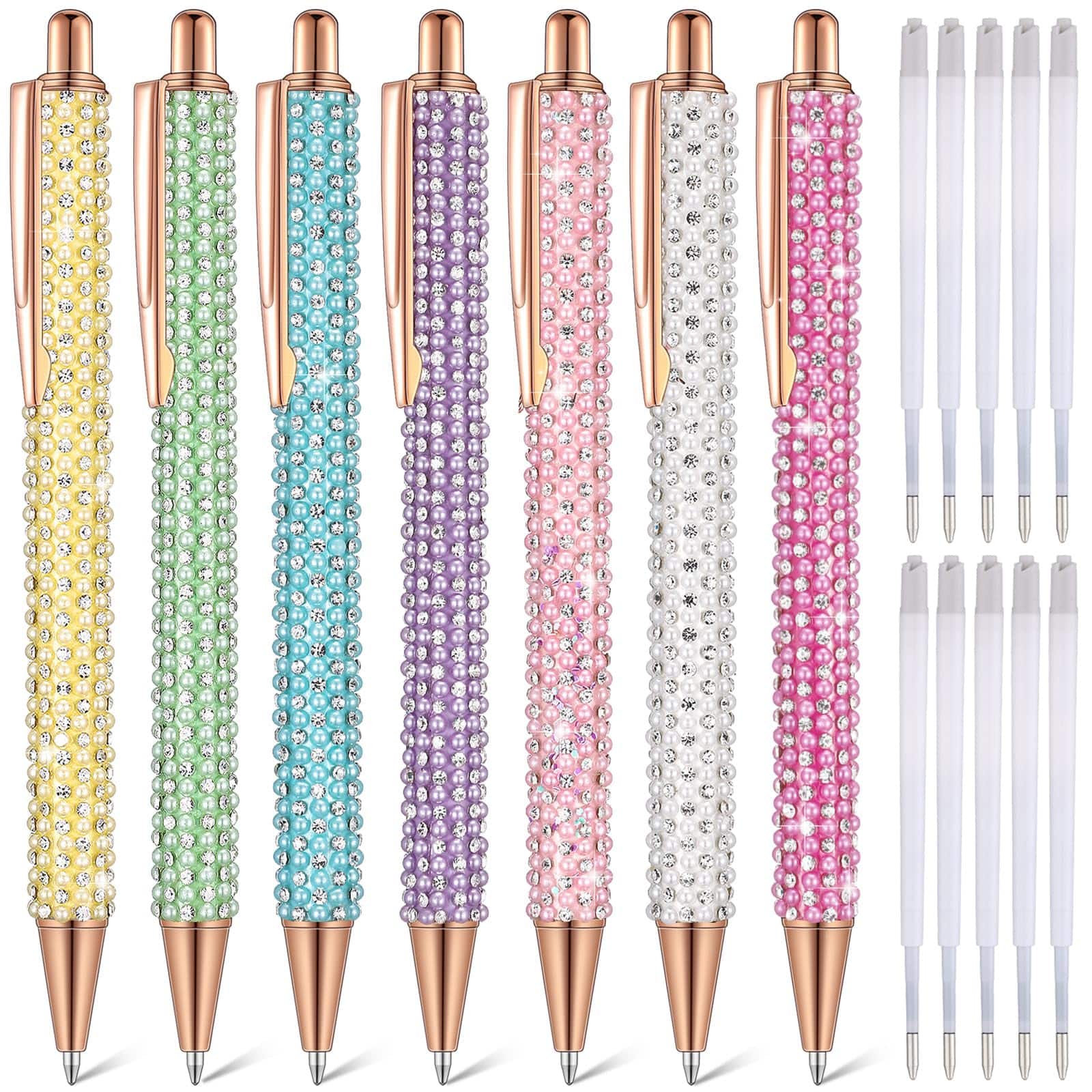 Paradigms Interiors - 7 Fancy Pens For Women Cute Sparkly Glitter With 10 Ink Refills Pretty Gifts Office School Christmas Graduation( Fresh)