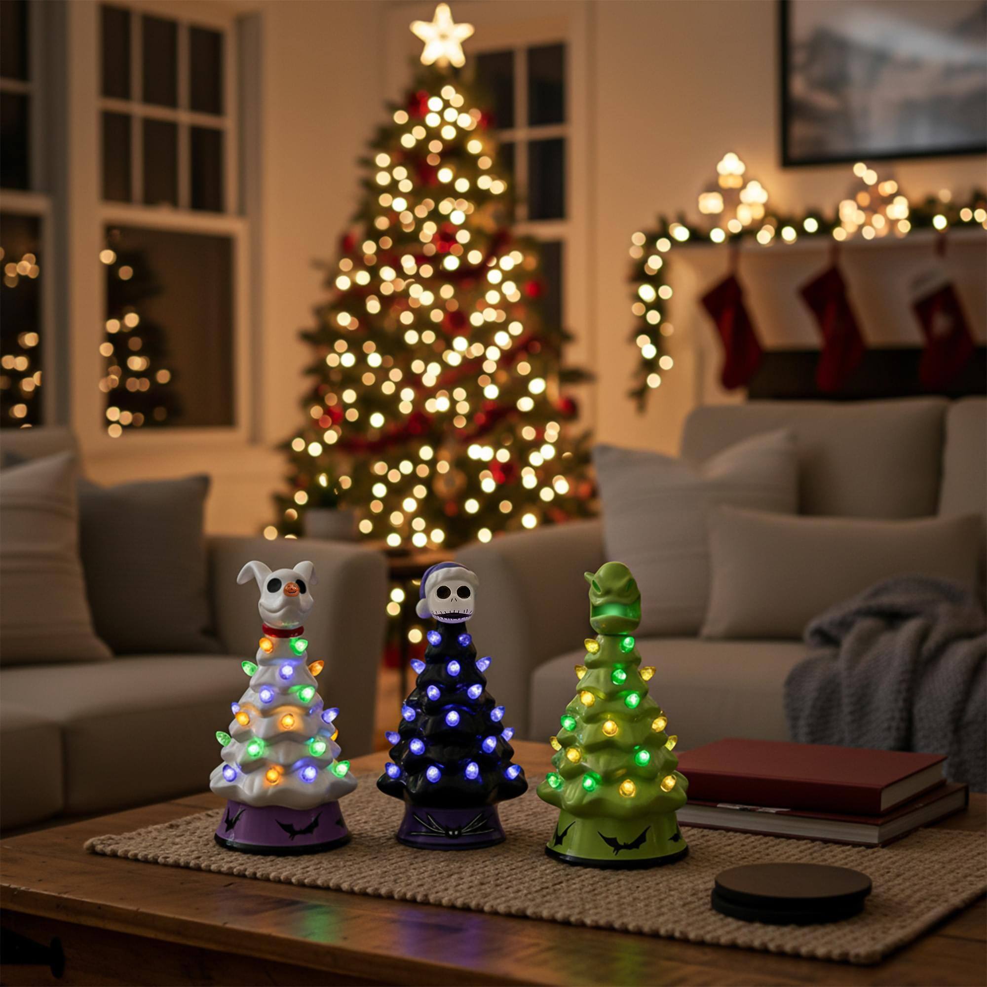 Alt View 4. Ukonic - Disney The Nightmare Before Christmas Light-Up Ceramic Christmas Tree Set Of 3.