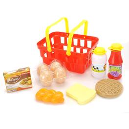 JuzToys - 10 Piece Set Pretend Breakfast & Lunch Play Food Set with Basket Toy for Kids - Multi