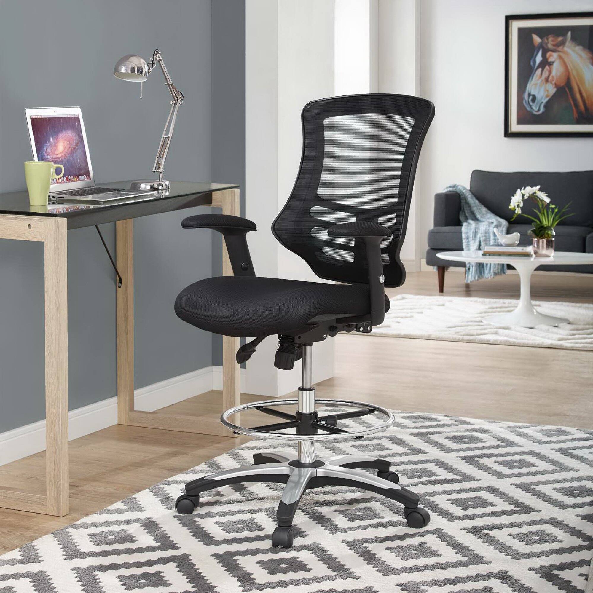 Alt View 3. Modway - Calibrate Mesh Drafting Chair by Modway - Black.