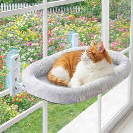 Katziela - CloudPerch Cat Window Perch with Memory Foam Bed – Heavy - Duty Steel Frame - White