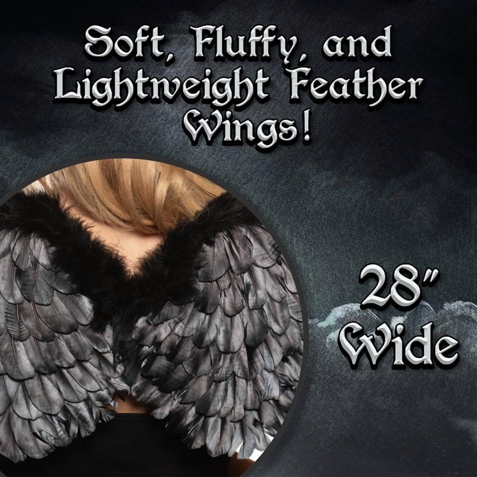 Soft, Fluffy, and Lightweight Feather Wings!  
28" Wide