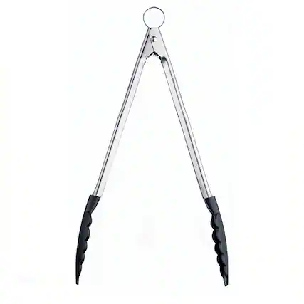 Front. Cuisipro - 16 Inch Nonstick Nylon Locking Tongs - Silver.