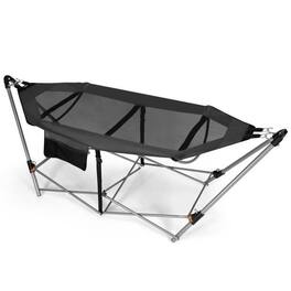 Hivvago - Grey Portable Camping Foldable Hammock with Stand and Carry Case - Gray