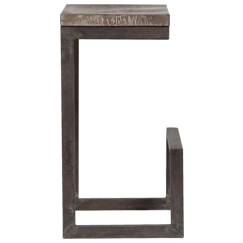 Angle. Porter Designs - Cube Solid Mango Wood & Metal Bar Stool - Gray.
