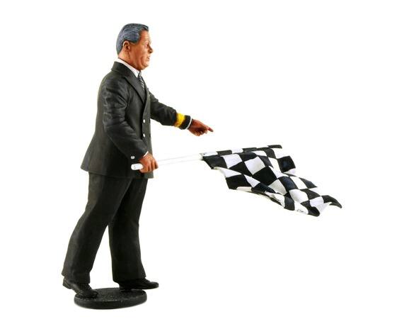 Alt View 2. Le Mans Miniatures - 1950-1970's Director of the Course Standing with Checker Flag Figurine for 1/18 by Lemans Miniatures.
