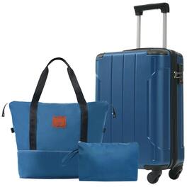 BreeBe - Hardshell Luggage Sets 3 Piece Carry-on Suitcases with Wheels Travel Luggage for Men Women - Blue