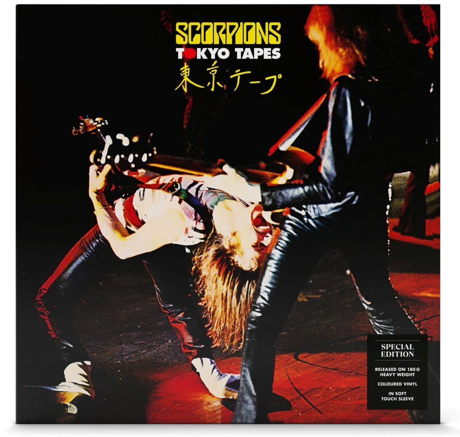 SCORPIONS  
TOKYO TAPES  
東京テープ  

SPECIAL EDITION RELEASED ON 180G HEAVY WEIGHT COLOURED VINYL IN SOFT TOUCH SLEEVE