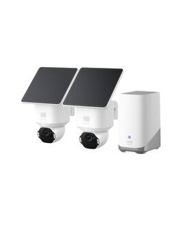eufy - SoloCam E42 2‑Cam Kit + HomeBase S380, 4K Solar Wireless Outdoor, AI Tracking, Pan/Tilt, Strobe, Face ID, 16TB Local