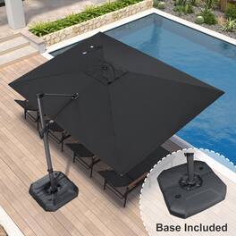 PURPLE LEAF - 9' X 11.5' Aluminum Outdoor Patio Cantilever Umbrella Offset 360° Rotation Umbrella with Base for Garden Deck Pool - Black