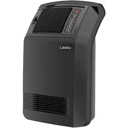 Front. Lasko - Lasko Cyclonic Digital Ceramic Heater with Remote - Ceramic - Electric - 1500 W - 2 x Heat Settings - 1500 W - Remote - Black.