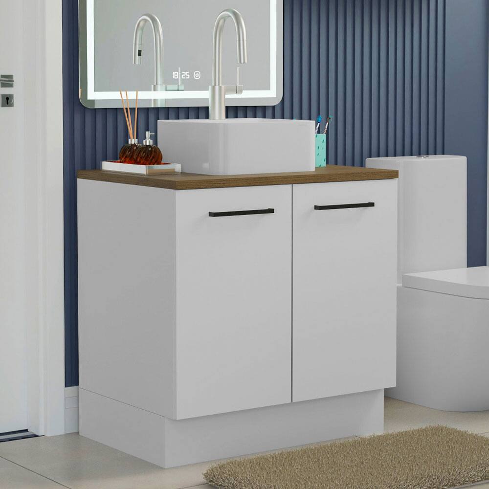 Angle. Madesa - Madesa Bathroom Cabinet with 2 Doors Storage Unit Ideal for Bathroom Organization and Decluttering – White - White.