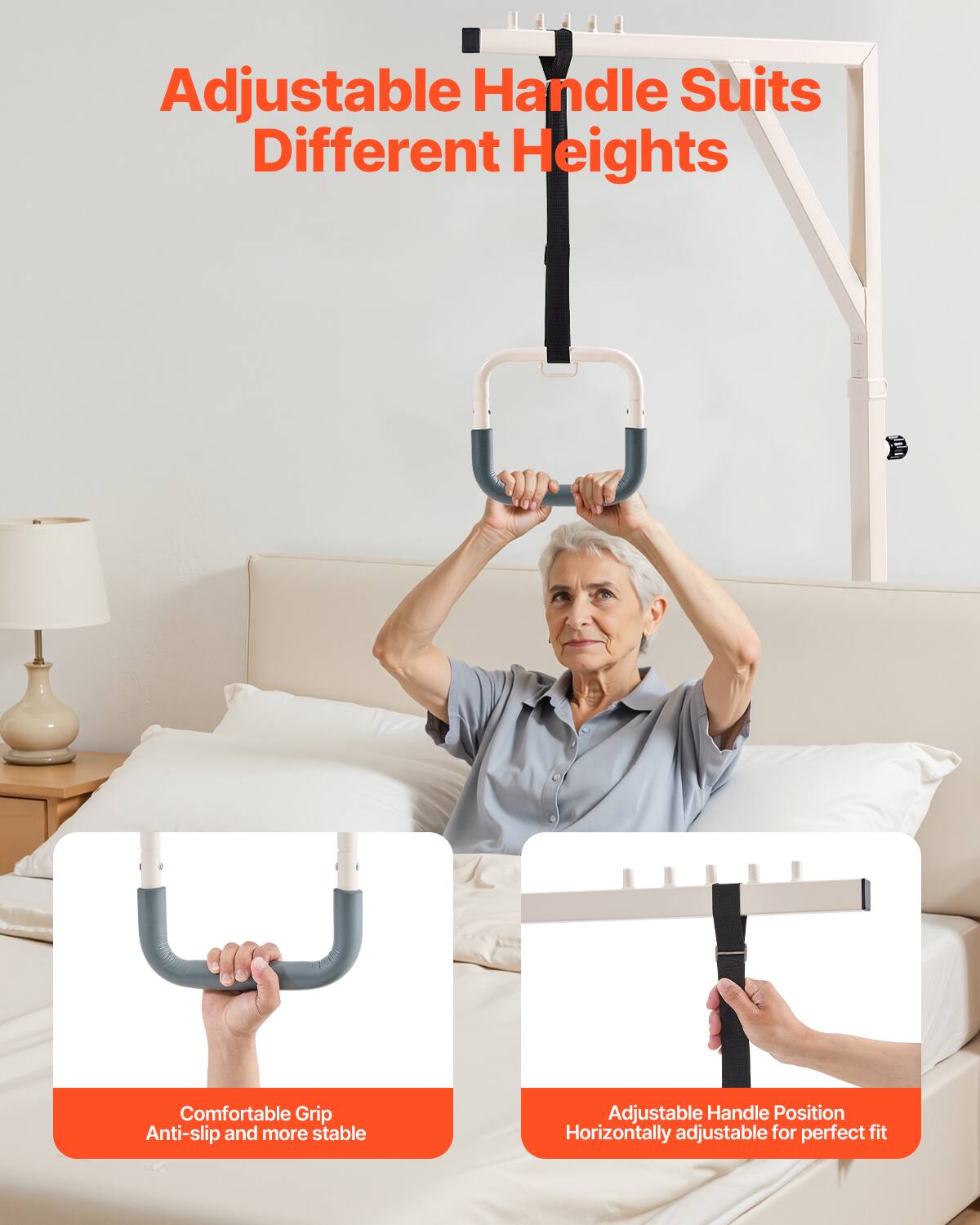 Adjustable Handle Suits Different Heights

Comfortable Grip
Anti-slip and more stable

Adjustable Handle Position
Horizontally adjustable for perfect fit
