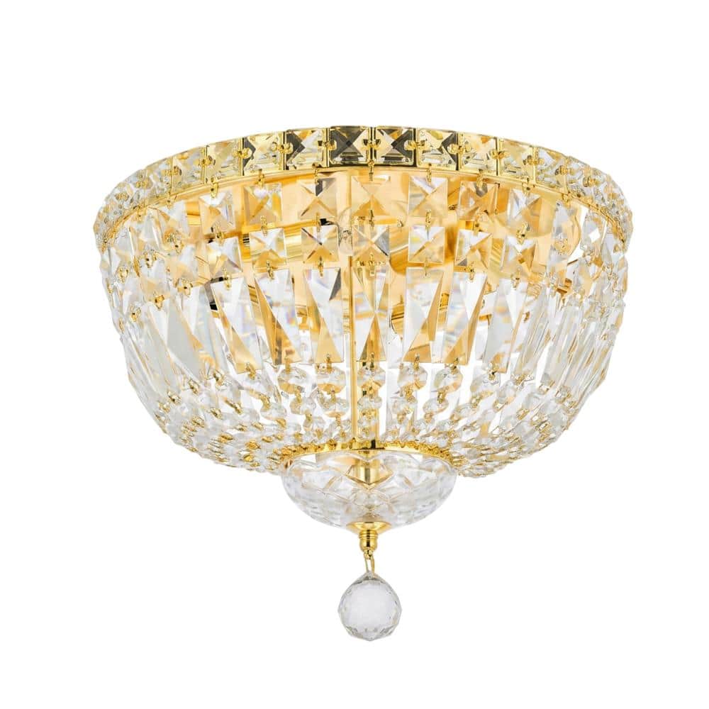 Elegant Lighting - Tranquil 4 light Flush Mount Clear Royal Cut Crystal - Gold price history on PriceWatchPro
