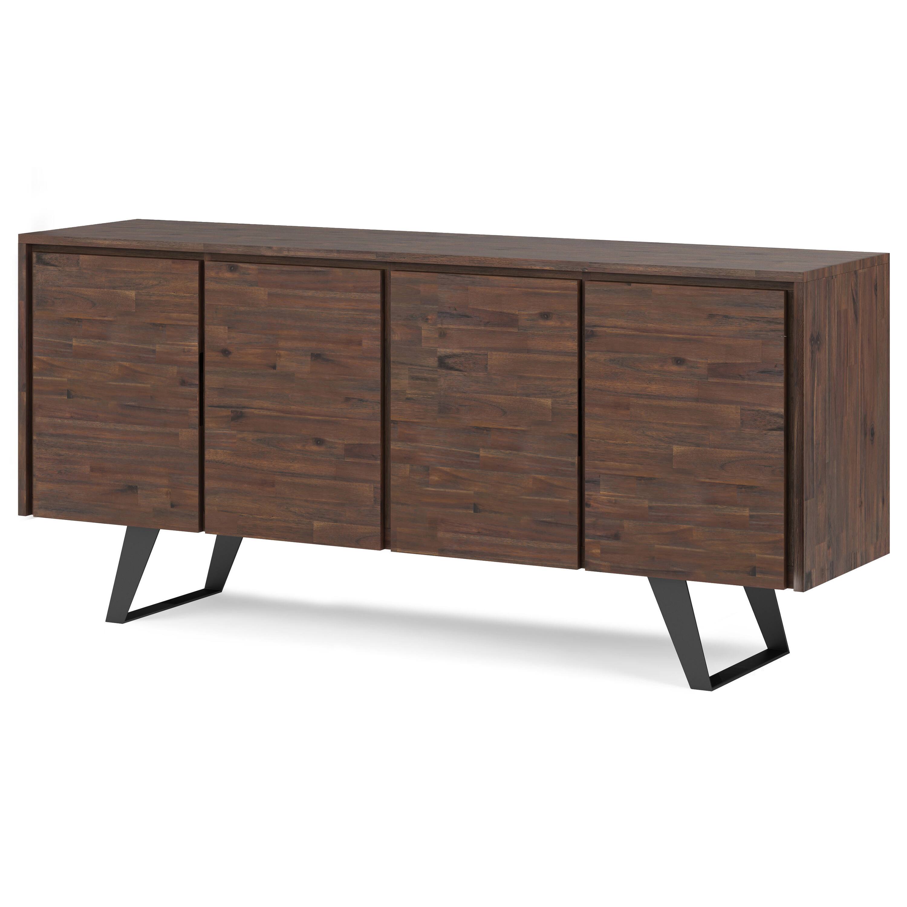 Angle. Simpli Home - Lowry Large 4 Door Sideboard Buffet - Distressed Charcoal Brown.