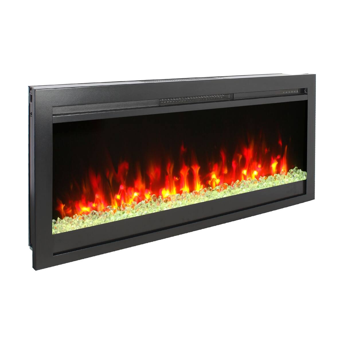 Alt View 7. Loheer - Loheer 44 inch in wall recessed electric fireplace with remote control and multi color flame and ember bed - Antique Black.
