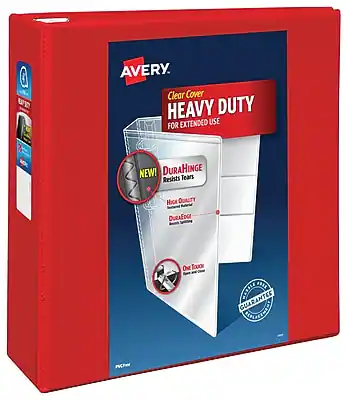 AVERY
Clear Cover HEAVY DUTY FOR EXTENDED USE
NEW!
DURAHINGE Resists Tears
Hi-GA QUALITY
DURAEDGE
One Touch
GUARANTEED CLEAR