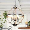 Front. Parrot Uncle - Farmhouse Brown 4-Light Open-Frame Globe Chandelier - Brown.