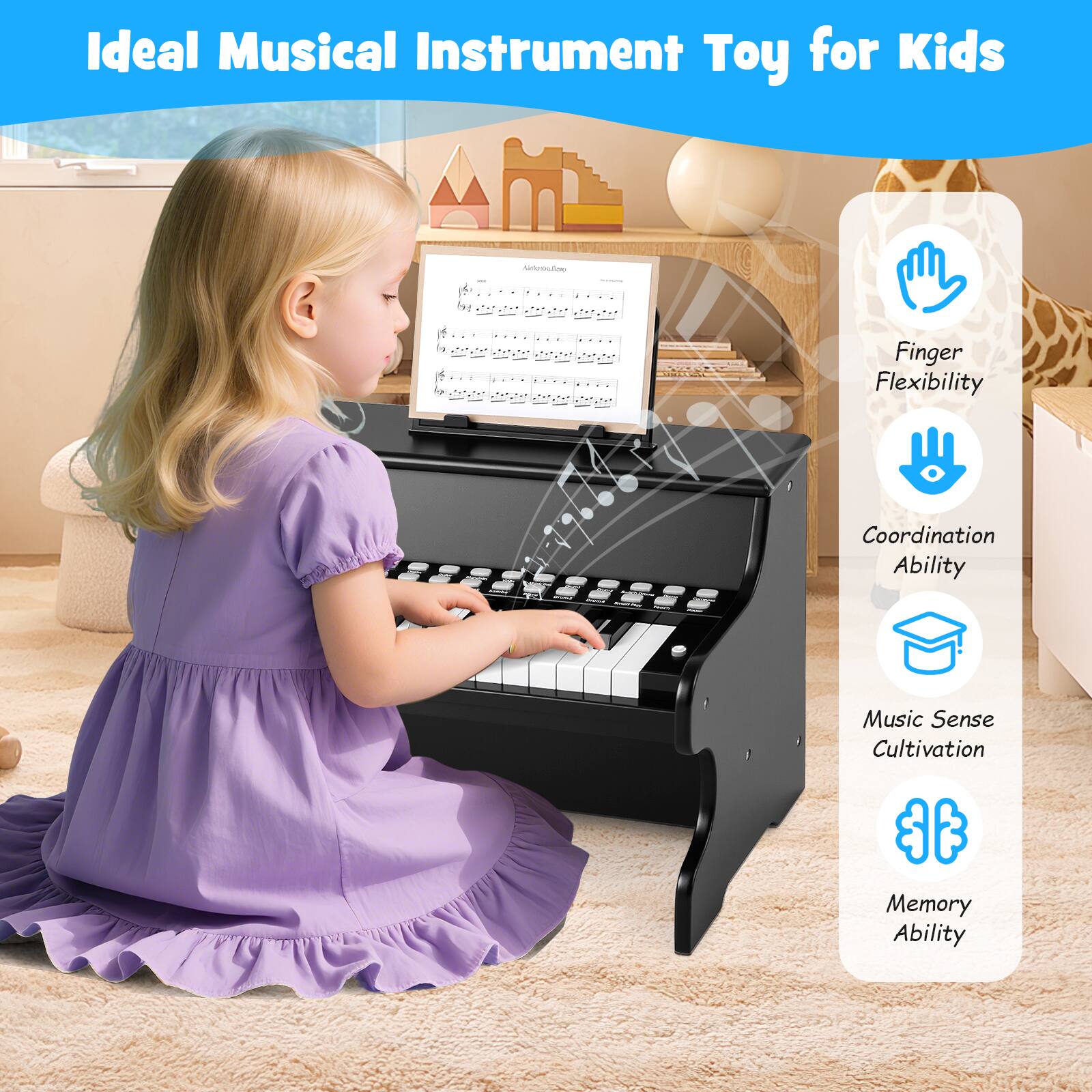 Ideal Musical Instrument Toy for Kids

- Finger Flexibility
- Coordination Ability
- Music Sense Cultivation
- Memory Ability