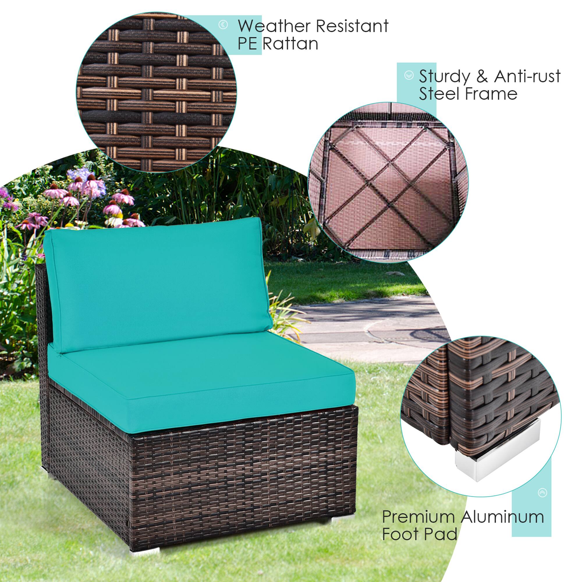 - Weather Resistant PE Rattan
- Sturdy & Anti-rust Steel Frame
- Premium Aluminum Foot Pad