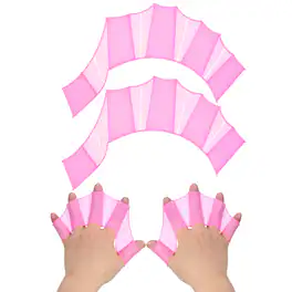 Unique Bargains - Silicone Swimming Gloves, Webbed Gloves Half-Finger Frog Type Water Resistance Swim Fins, 9"x6" 1 Pair - Pink