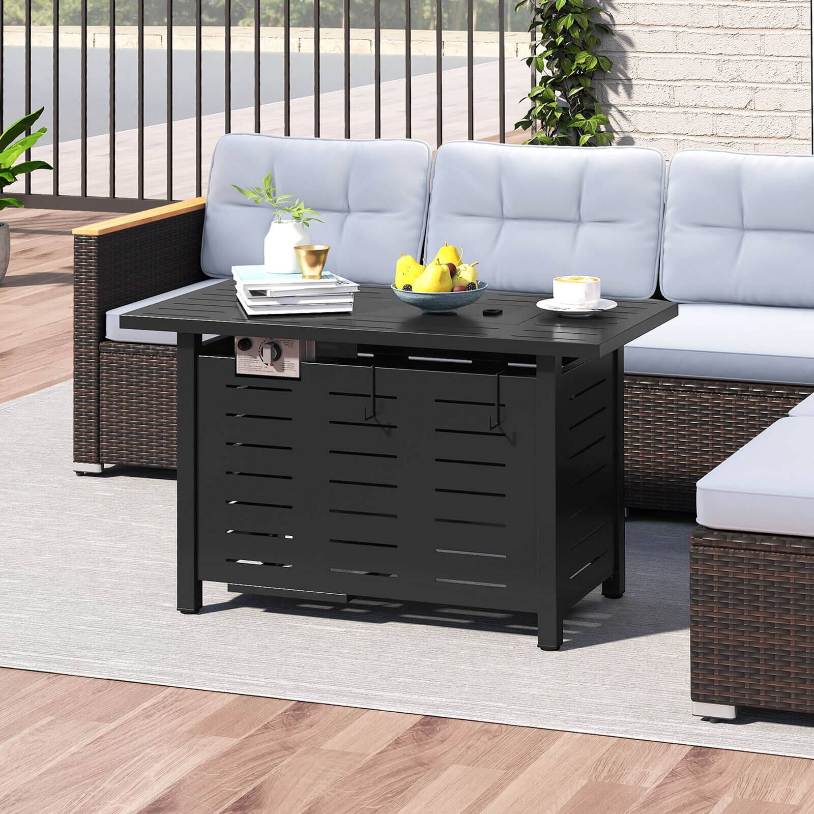 Alt View 4. Costway - Costway 40-Inch Outdoor Propane Fire Pit with Lava Rocks Removable Lid & Protective Cover - Black.