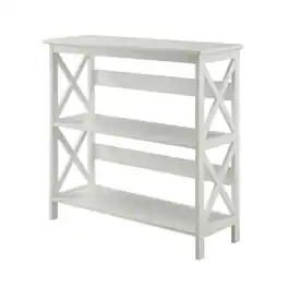 FurniFact - Wooden 3-Tier Bookcase with Non-Lead Base Paint for Home Storage - White