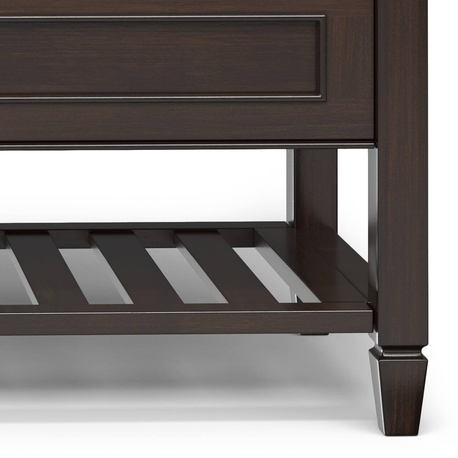 Alt View 5. Simpli Home - Simpli Home Connaught SOLID WOOD 42 inch Wide Traditional Entryway Storage Bench with Shelf in Chestnut Brown - Chestnut Brown.