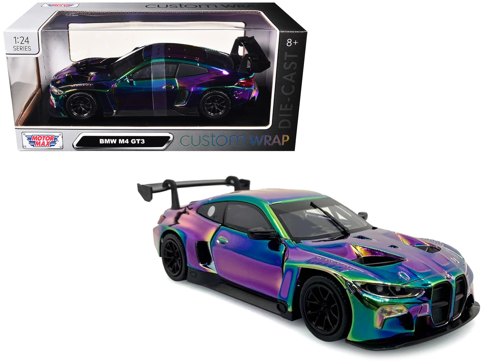 BMW M4 GT3 Chameleon Chrome "Custom Wrap" Series 1/24 Diecast Model by Motormax