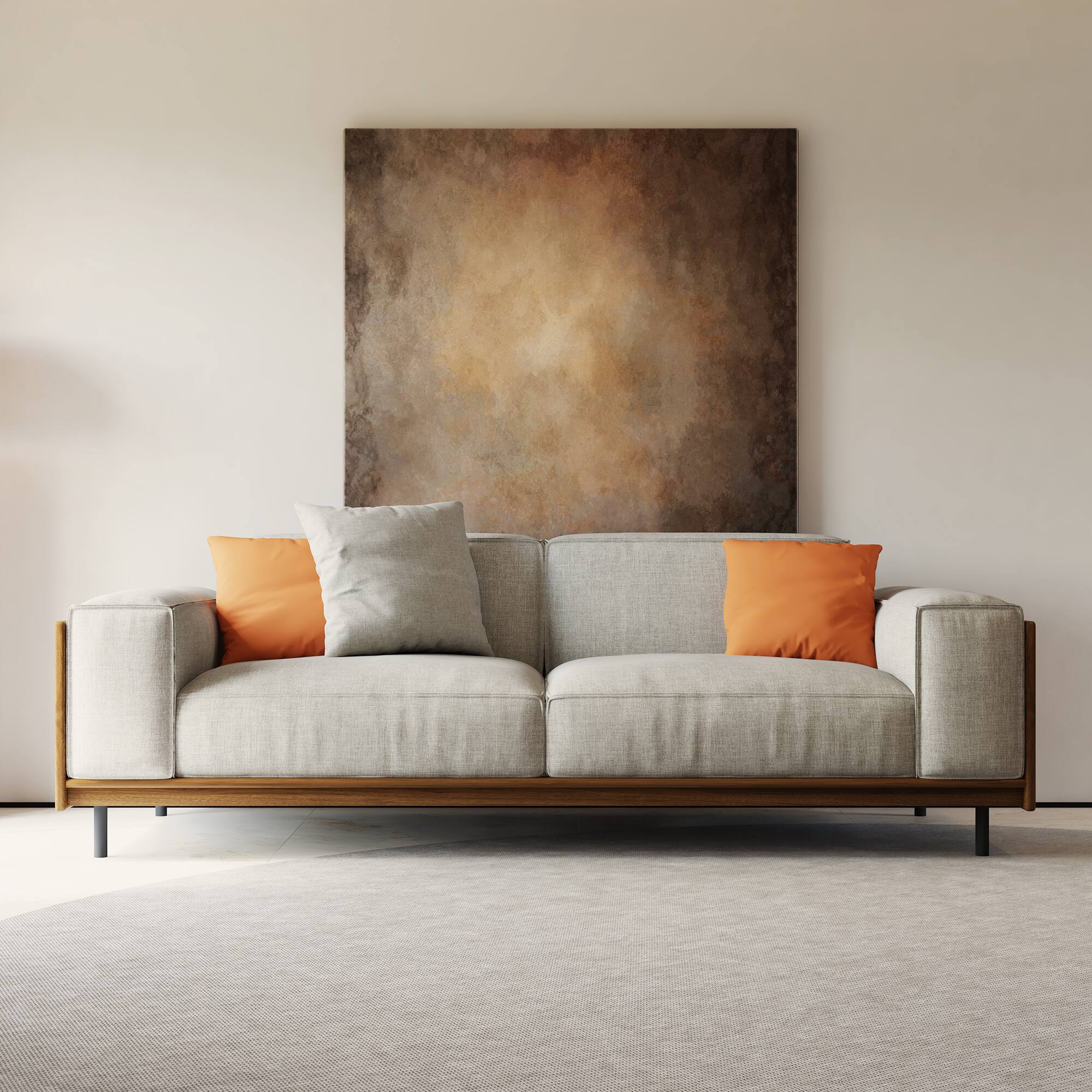 Left. luck idea - Mid-Century Modern Sofa, Fabric Sofa Couch, Living Room Sofa with Solid Wood Frame, Cotton-Linen Upholstery, Gray - Gray 2-Seat.