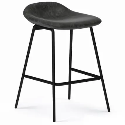 Front. Simpli Home - Dafney Counter Height Stool (Set of 2) - Distressed Charcoal Grey.