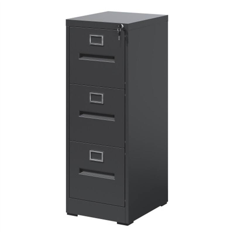 Alt View 1. HTUTWOO - 3 Drawer File Cabinet with Lock Metal Vertical File Cabinet – Office Home A4 Size Narrow Cabinet Lock, Assembly Required - Black.