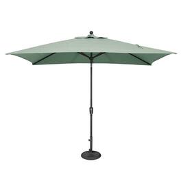 Mondawe - 6.6' x 10' Rectangle Patio Umbrella Push Button Tilt Black Frame - Spa