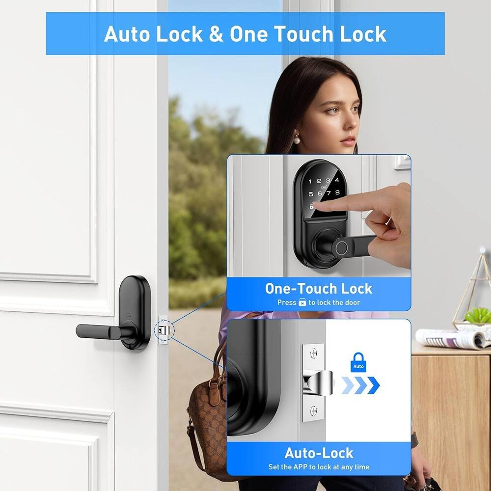 Auto Lock & One Touch Lock

One-Touch Lock
Press M to lock the door

Auto-Lock
Set the APP to lock at any time