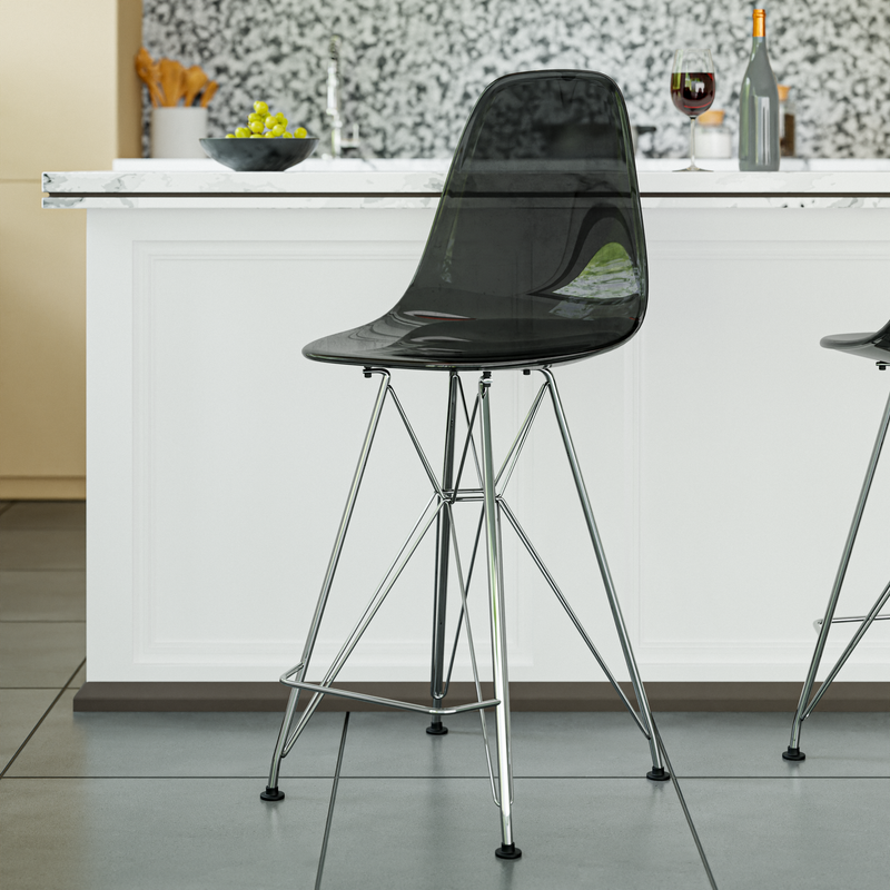 LeisureMod Cresco Modern Acrylic Barstool, Clear Swivel Counter Height ...