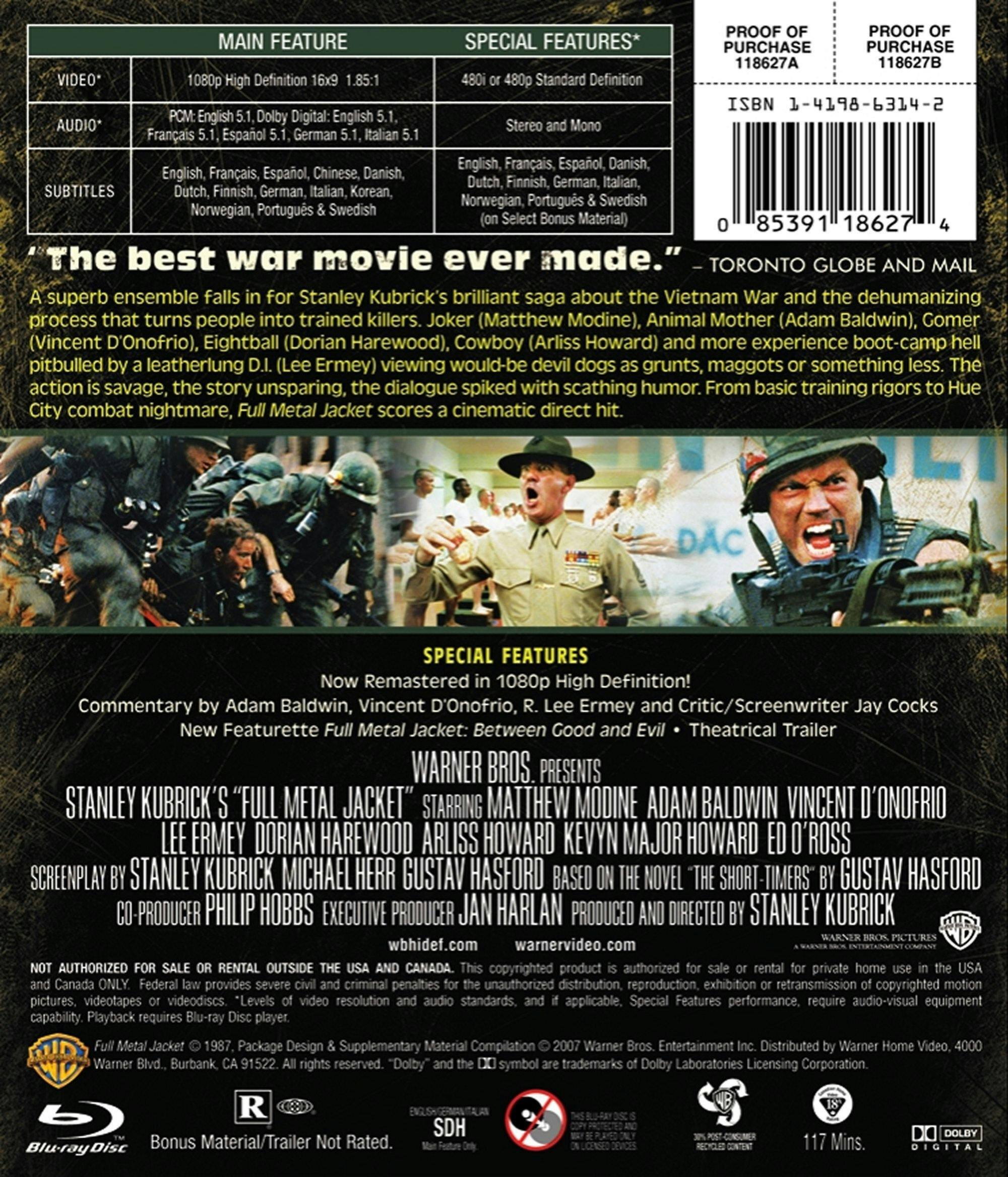 Back. Full Metal Jacket (Deluxe Edition) [Blu-ray].