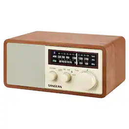 Sangean - Bluetooth Tabletop Retro Wooden-Cabinet AM/FM Aux Radio Receiver WR-16 - Walnut