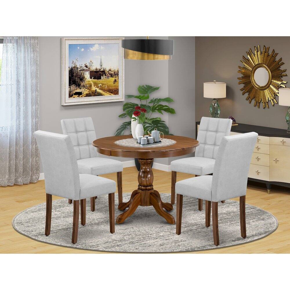 Alt View 8. East West Furniture - 5 Piece Dinner Table Set contain A Mid Century Modern Dining Table - Brown.