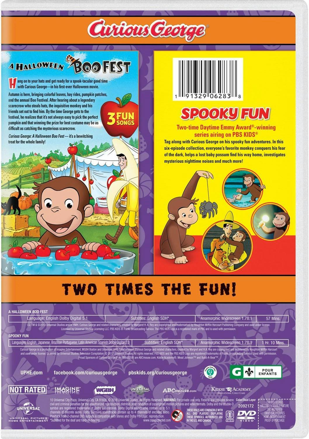 Back. Curious George: A Halloween boo fest/Spooky fun (DVD Double Feature) [DVD].