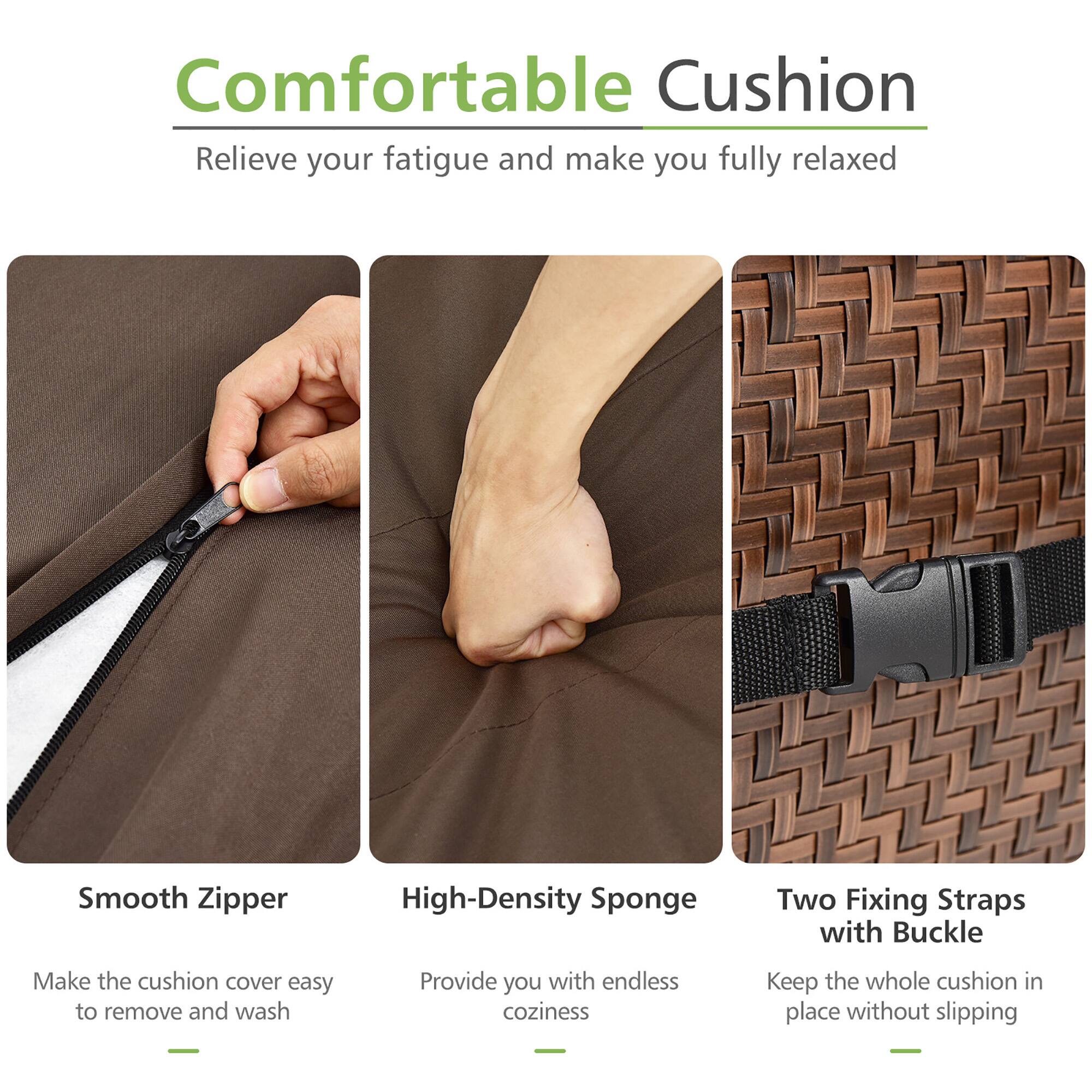 Comfortable Cushion  
Relieve your fatigue and make you fully relaxed  

Smooth Zipper  
Make the cushion cover easy to remove and wash  

High-Density Sponge  
Provide you with endless coziness  

Two Fixing Straps with Buckle  
Keep the whole cushion in place without slipping
