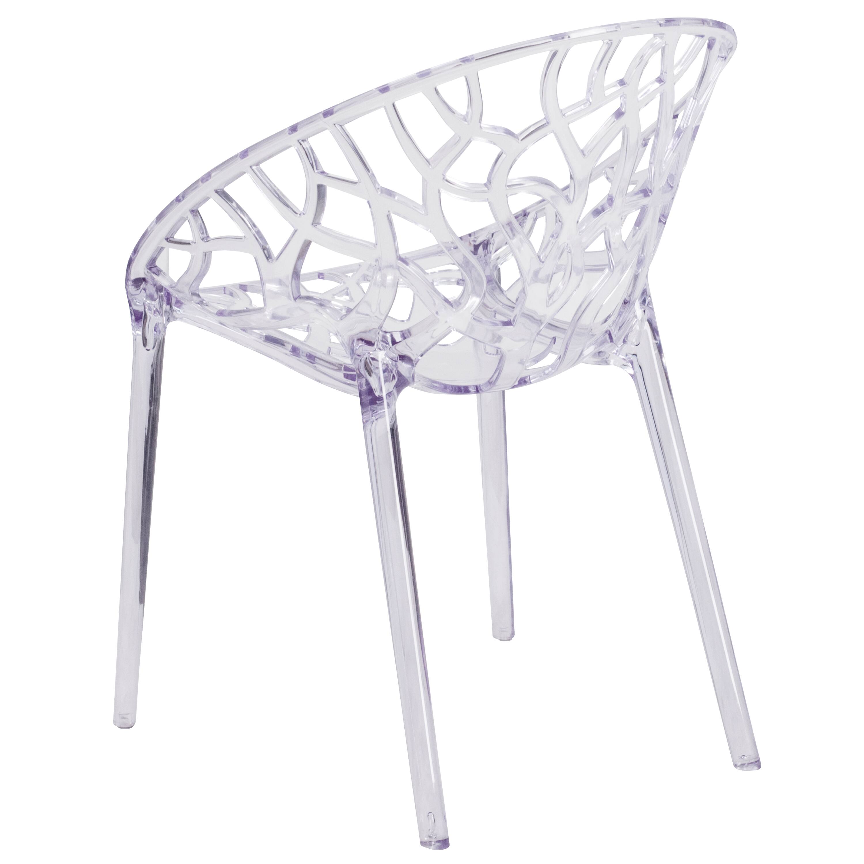 Alt View 5. Emma + Oliver - 4 Pack Transparent Stacking Side Chair - Clear.