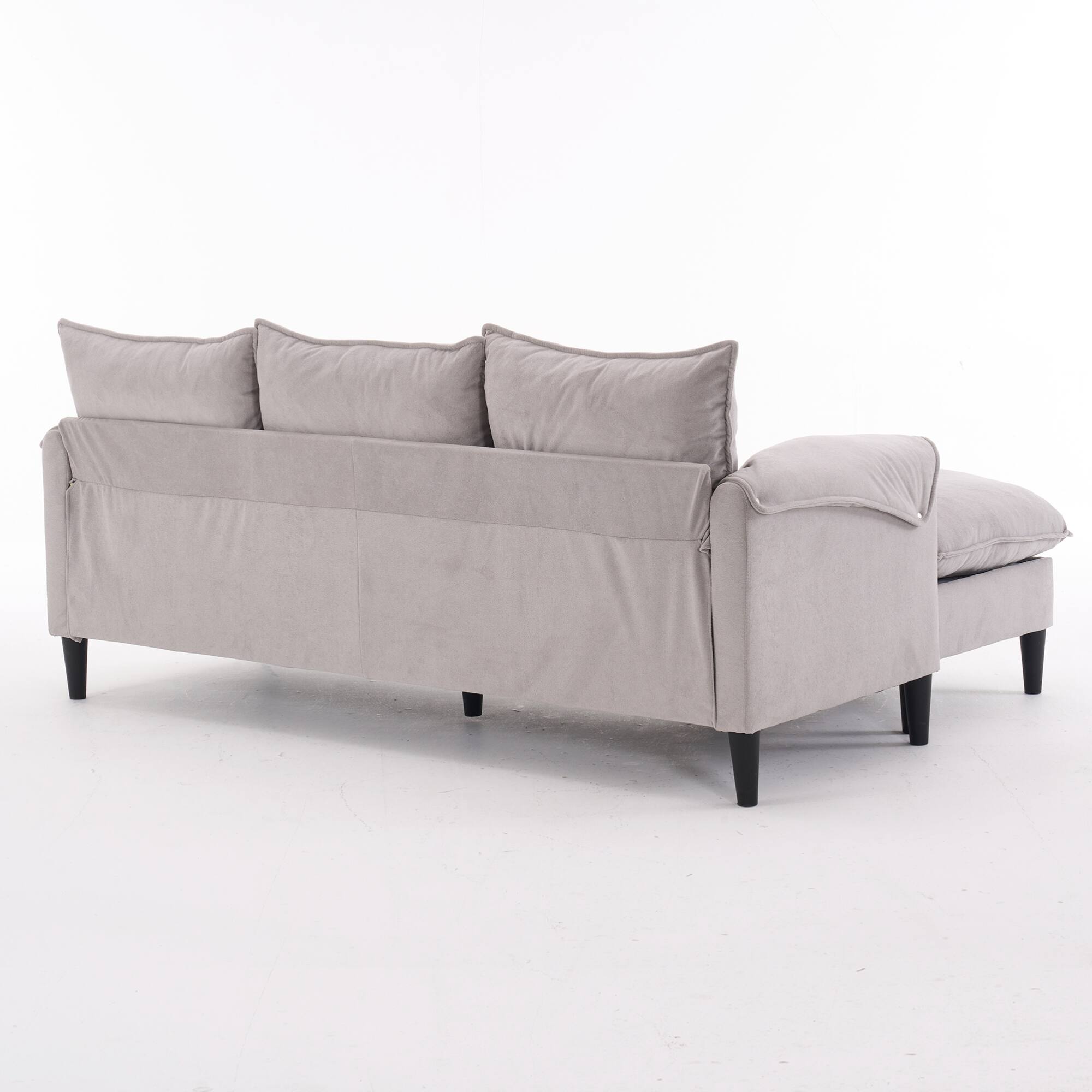 Alt View 7. GOODSILO - Convertible L-Shaped Combination Sofa with Storage Footstools for Living Room, Bedroom, or Office Spaces - Grayish.